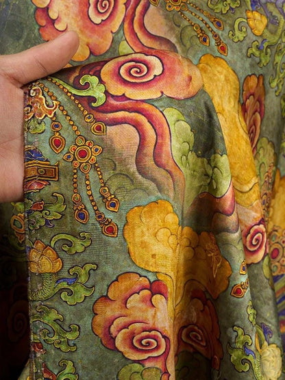 Elephant Pattern Shantung Fabric: 55"W Rayon Upholstery, Costume, Scarf
