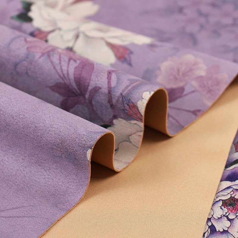 Floral Micro Faux Suede Fabric: 59" Wide, Upholstery & Apparel