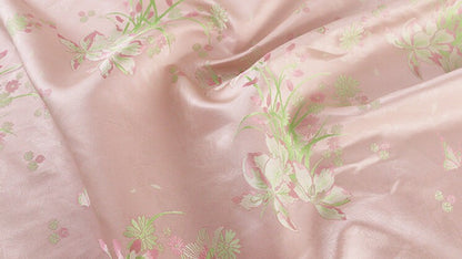 Tissu brocart de soie à motif papillons et narcisses - Matériel de couture pour cheongsam
