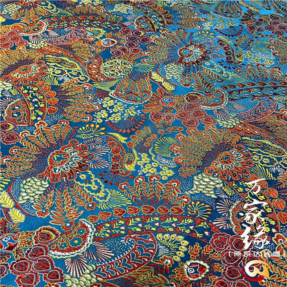 Plumeria Silk Brocade Fabric: Hand Woven Damask (29.5"W)
