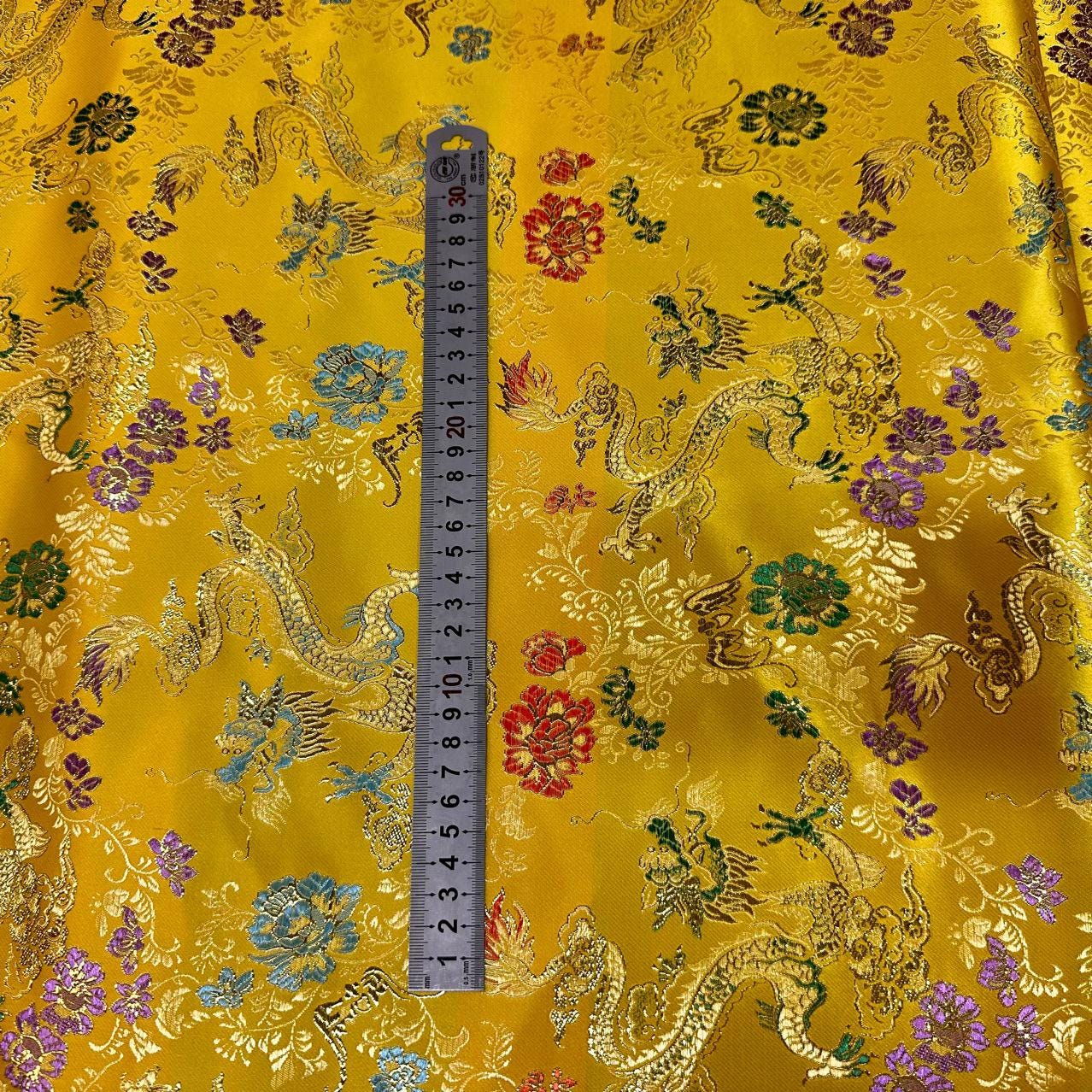 Gold Dragon Silk Brocade Fabric: Wedding Damask, Costume, Decor