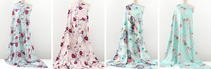Floral Print Polyester Spandex Fabric: Cheongsam Dress Material (59"W)
