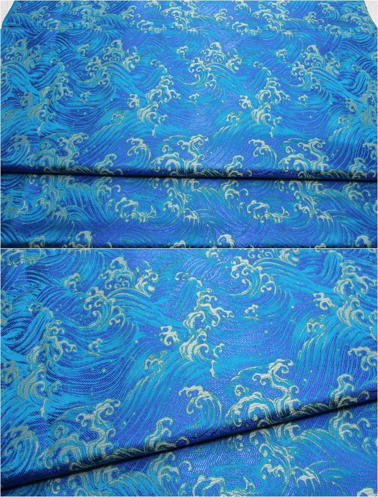 Ocean Waves Silk Rayon Brocade Fabric - 29.5"/75cm