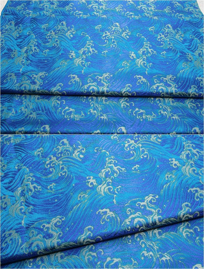 Ocean Waves Silk Rayon Brocade Fabric - 29.5"/75cm