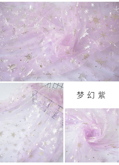Tissu organza transparent à étoiles : Tissu pour robe La Reine des Neiges, 152 cm de large