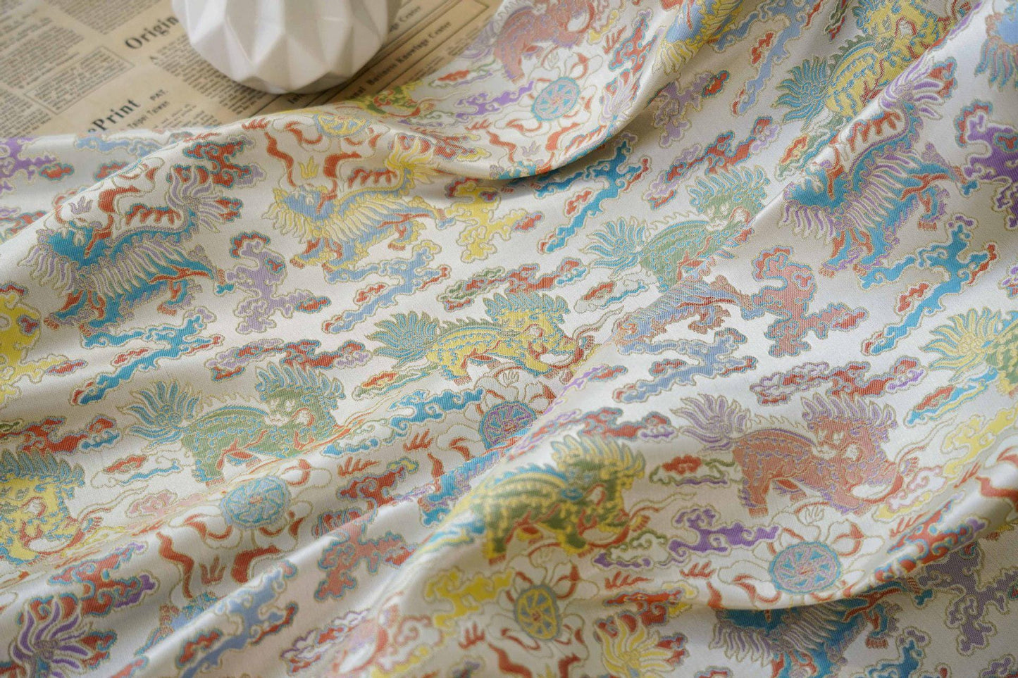 Kirin & Cloud Jacquard Brocade Fabric: Costume, Upholstery, Decor - 66��ï¿