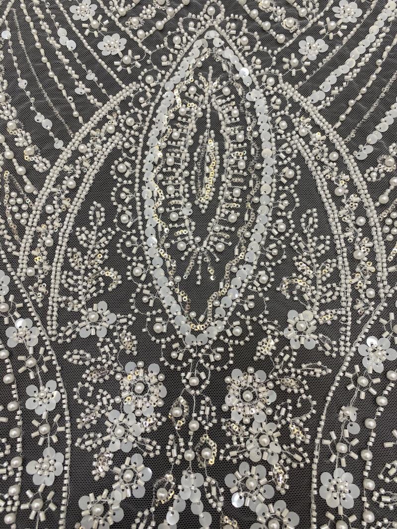Beaded Sequin Lace Fabric: Floral Appliqu�� Bridal Wedding Dress