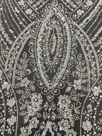Beaded Sequin Lace Fabric: Floral Appliqu�� Bridal Wedding Dress