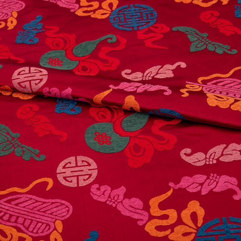 Colorful Gourd Silk Brocade Fabric: 55" Upholstery & Costume