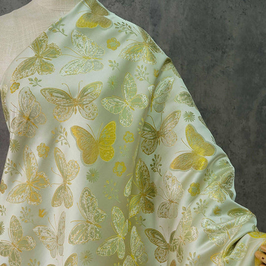 Gold Butterfly Brocade Fabric: Nishijin Kimono Style, 60" Wide