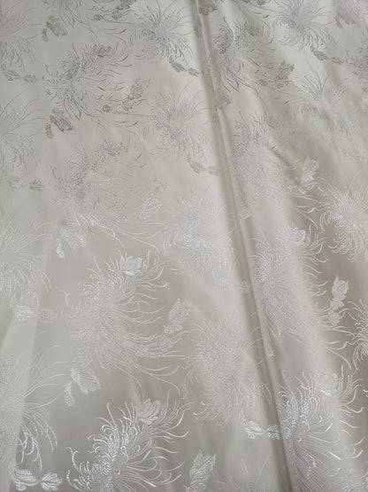 Chrysanthemum Brocade Fabric: 45" Wide Satin Jacquard Damask - Costume & Decor