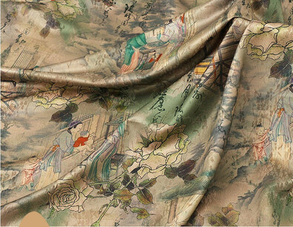 Red Cloud Yarn Floral Fabric: Silken Upholstery, Costume, Doll Making (59"W)