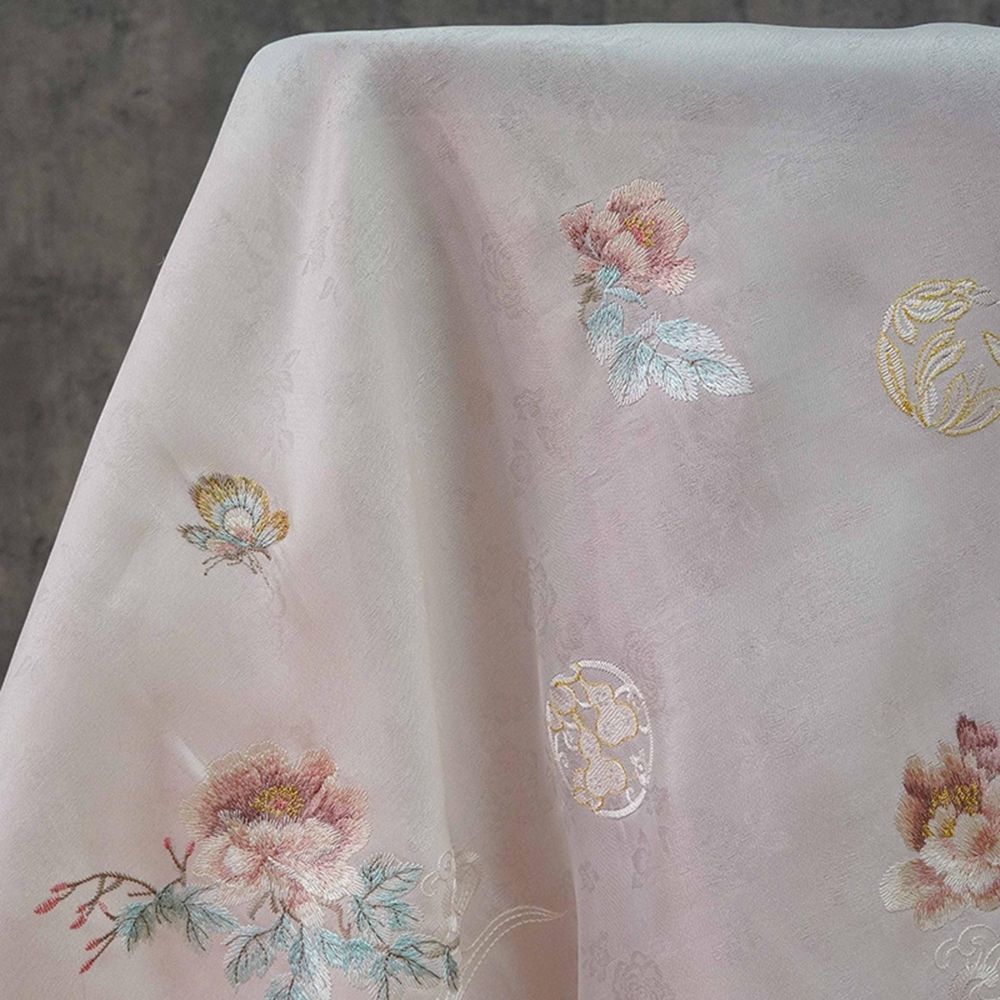 Embossed Flower Embroidery Organza Fabric: 59"W Silk Dress Material