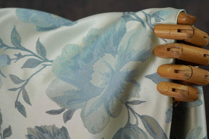 Tissu brocart jacquard à motif floral bleu élégant ��� Cheongsam, canapé, textile de décoration intérieure"W