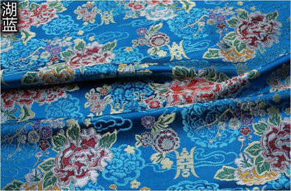 Tissu brocart à motifs floraux : jacquard de soie et rayonne de style sino-mongol