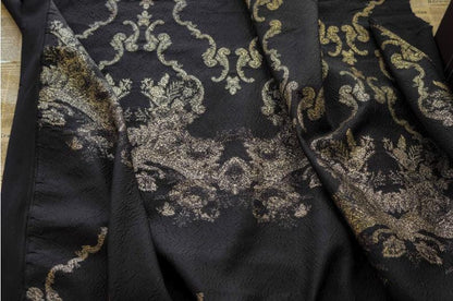 Gold Thread Jacquard Fabric: 3D Oil Painting Texture, 55" Wide