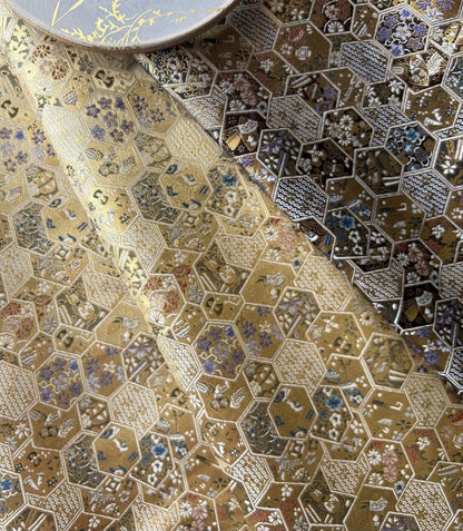 Nishijin Brocade Fabric: Japanese Weaving with Gold Thread (59"W)