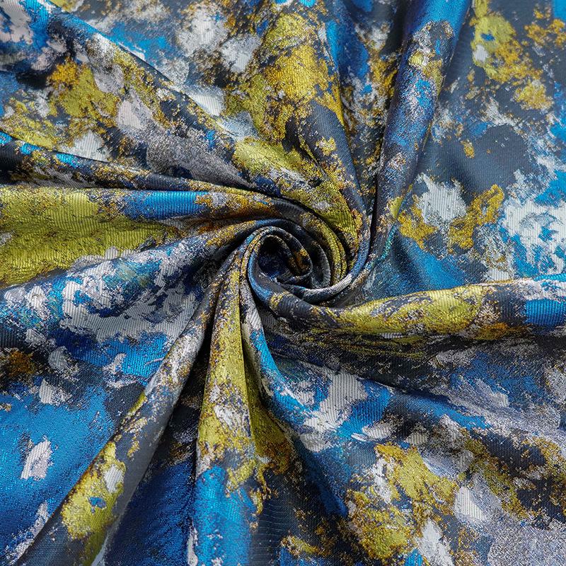 Gold Thread Jacquard Fabric: 3D Oil Painting Texture, 59" Wide - By The Meter