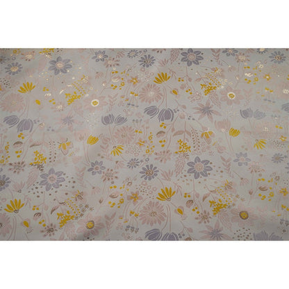 Light Pink Floral Jacquard Fabric: Gold Shimmering Embossed Woven, 57"W