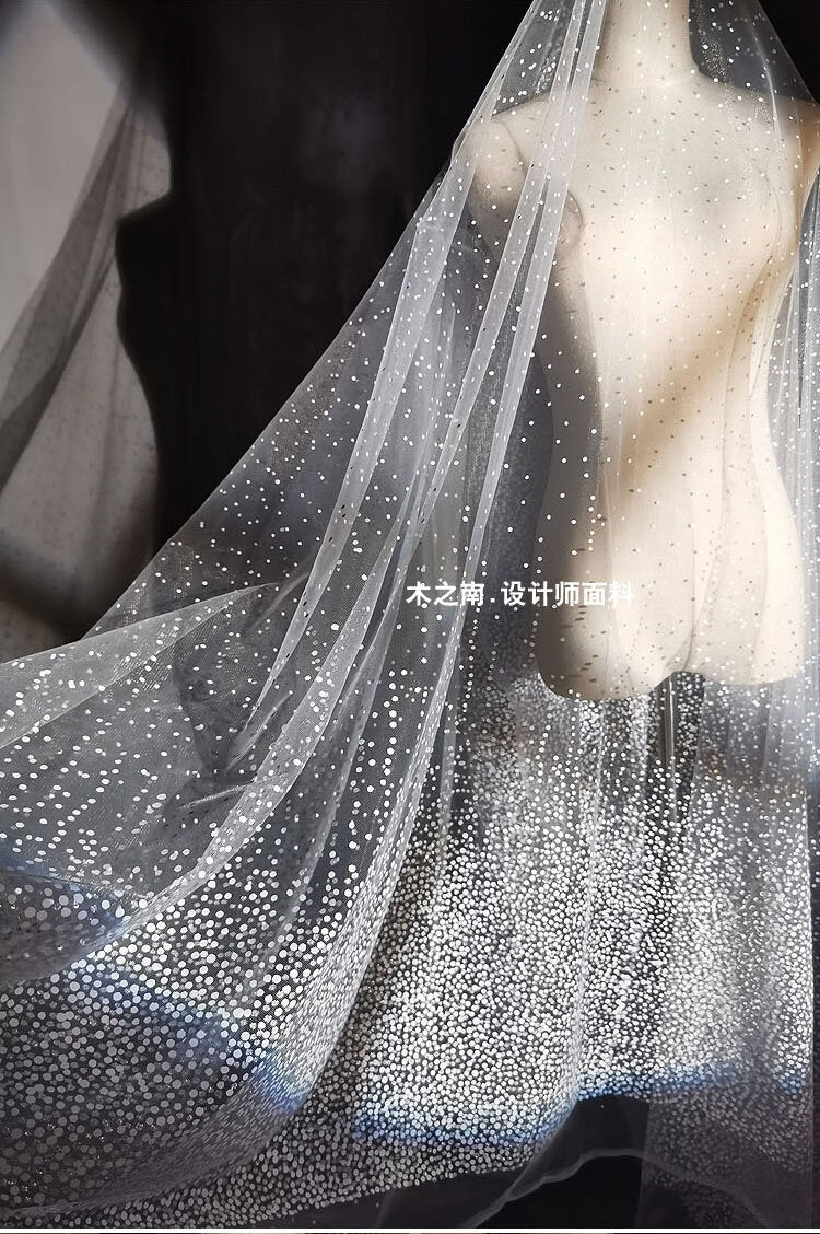 Glitter Dot Soft Mesh Fabric, 59"W, Veil, Costume, Sewing