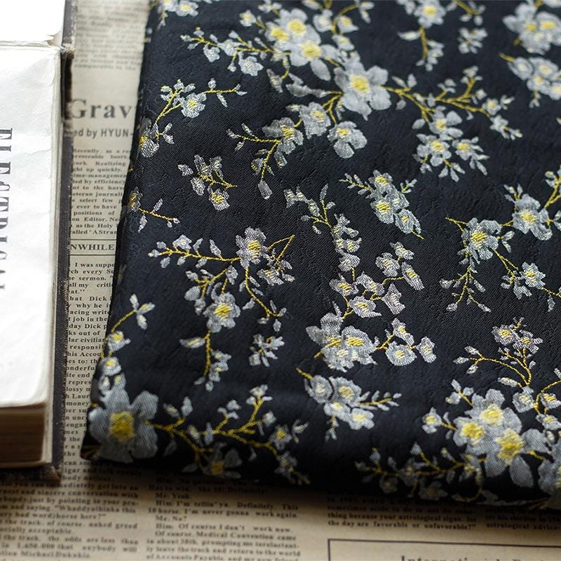 Gold Thread Jacquard Fabric: Retro Reversible Upholstery, Costume, Decor