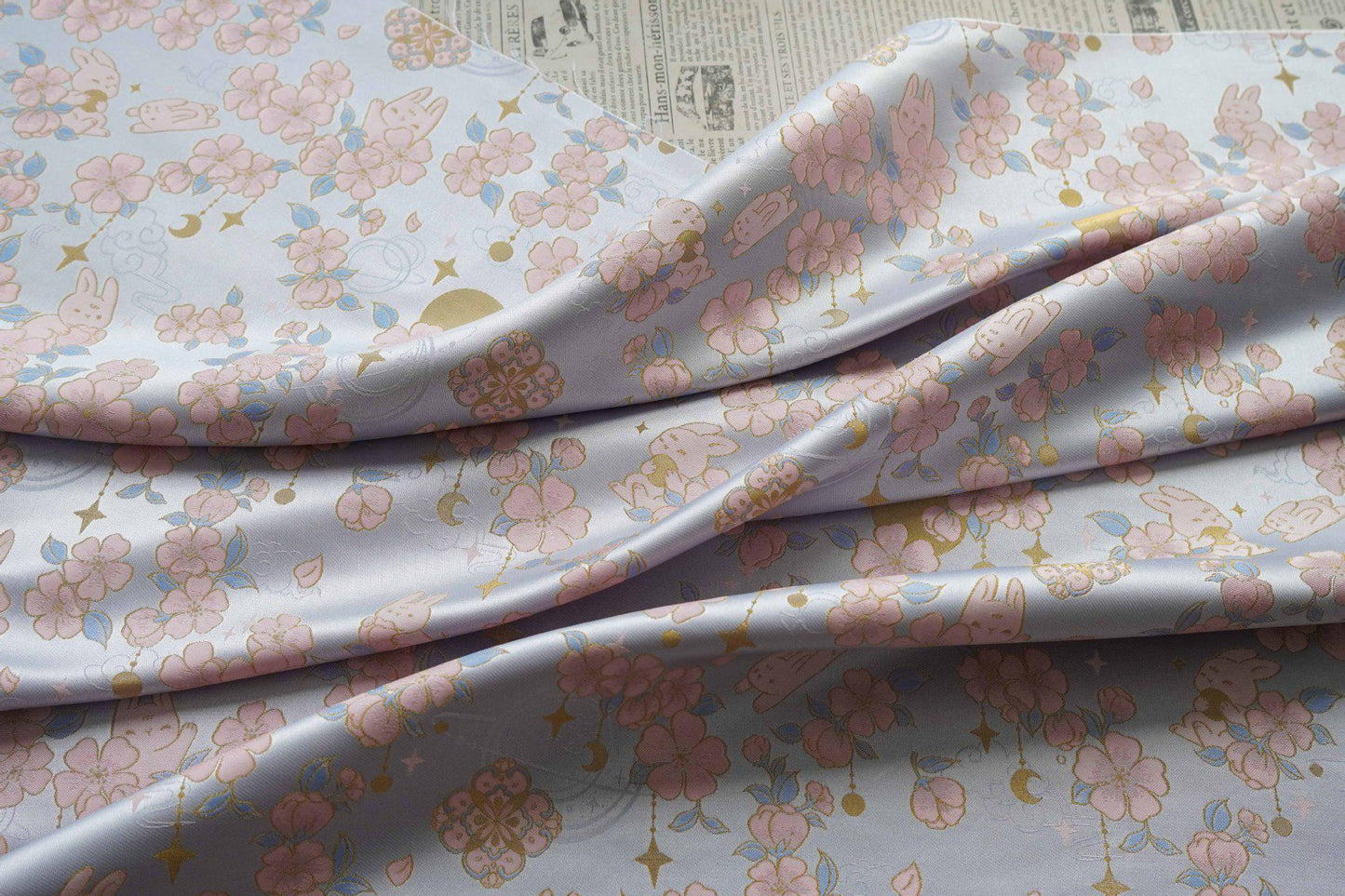 Golden Song Brocade Jacquard ��� Jade Rabbit and Begonia Blossom Desi"Wide