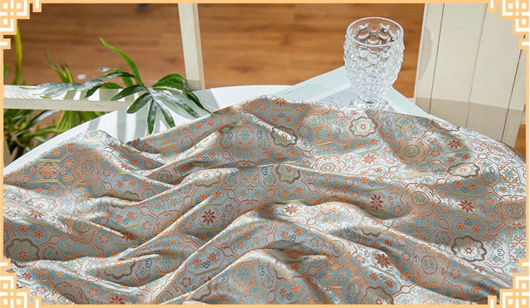 Tissu brocart de soie Song Dunhuang 59" : Robe et cheongsam tibétains