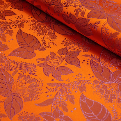 Brocart de soie à motif feuilles d'arbre, pour la confection de vêtements et d'articles d'ameublement - Largeur : 114 cm