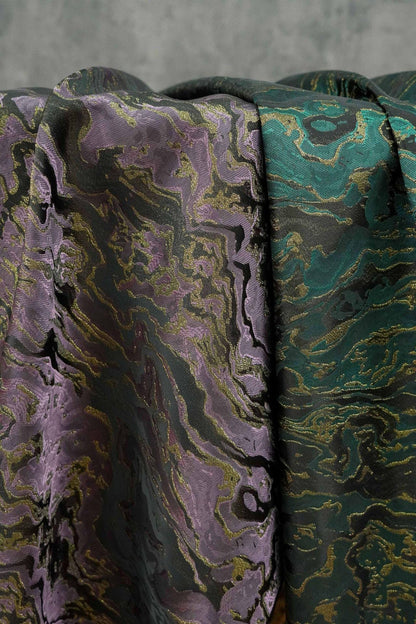 Gold Thread Jacquard Fabric: 3D Designer Upholstery, Costume, & Handbag Material