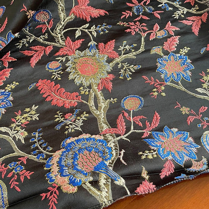 Floral Jacquard Fabric: Gold & Silver Thread, 57" Wide