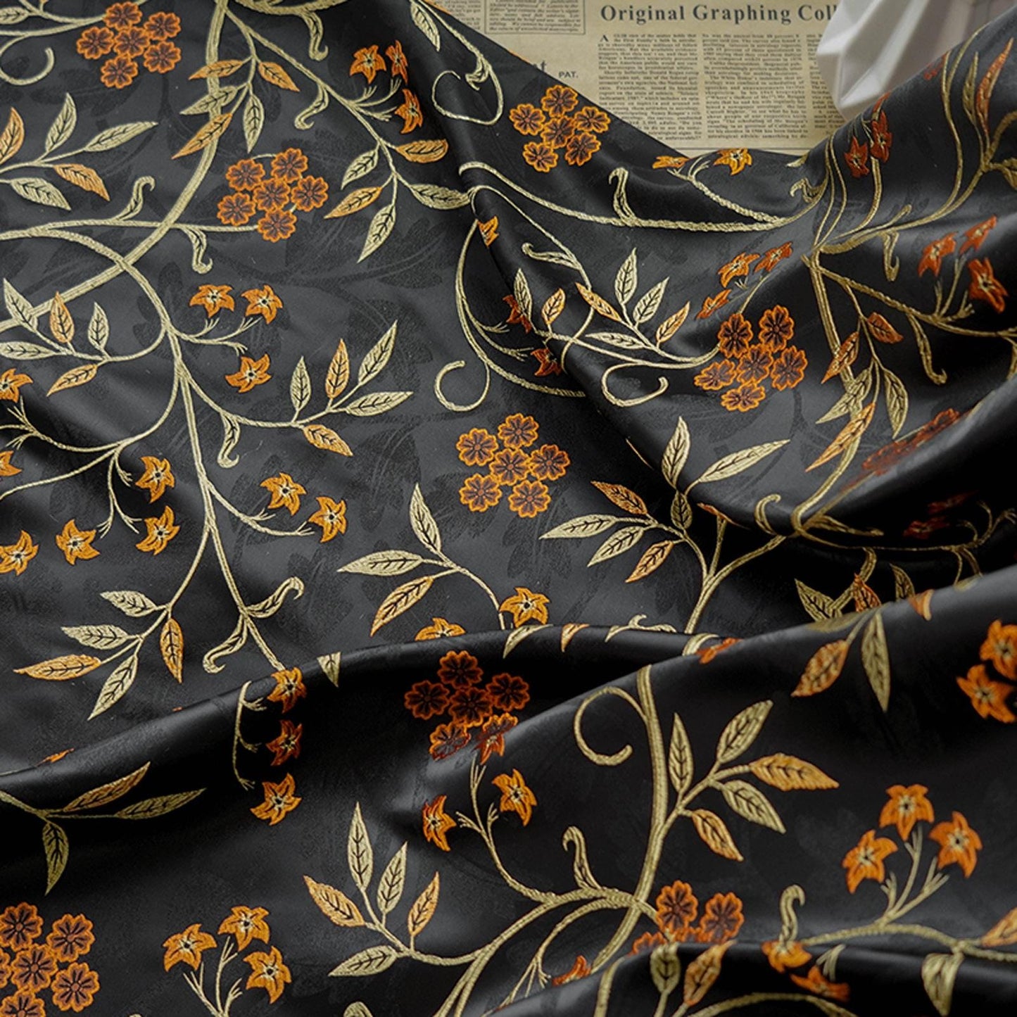 Reversible Jacquard Fabric: Japanese Floral Embossed Weave (60"W)
