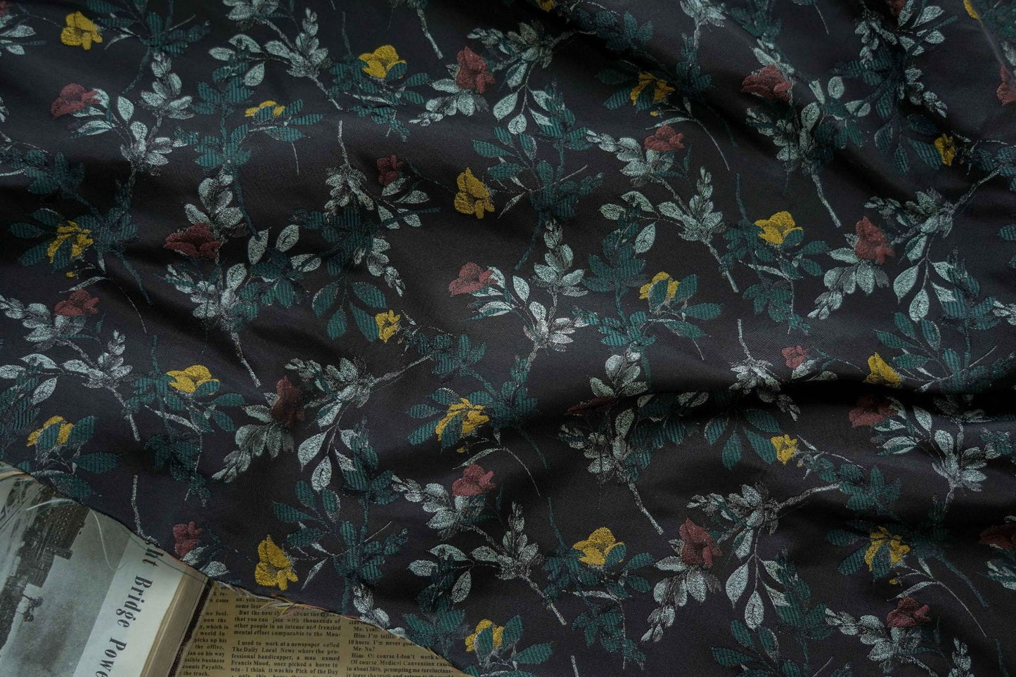 Floral Jacquard Woven Fabric: Reversible Embossed Upholstery, 57"W