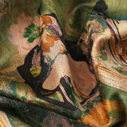 Floral Ladies Polyester Spandex Fabric: Silken Flow, 59" Wide
