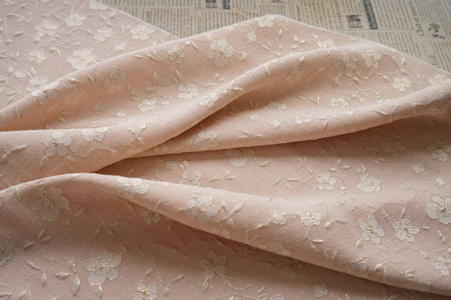Reversible Jacquard Fabric: Gold Floral Embossed Upholstery, 56"W