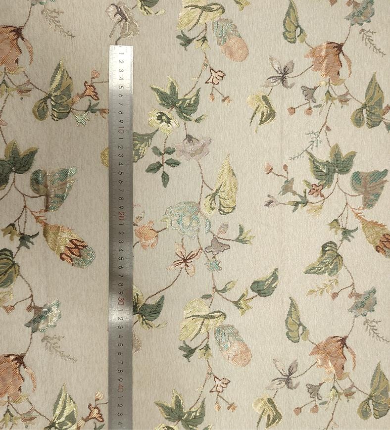 Tissu jacquard chenille à motif floral : brocart doré, 150 cm de large