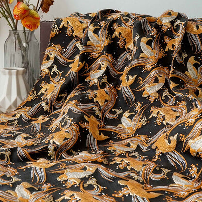 Nishijin Japanese Kinran Fabric: 3D Fish Jacquard Brocade (54" Width)