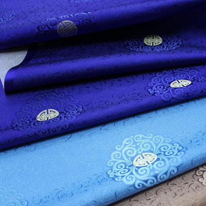 Fu Lu Shou Brocade Fabric: Multi Color Cheongsam Qipao Material