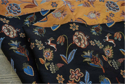 Black Animal Jacquard Fabric: Floral Upholstery, Costume, Decor - 59"W