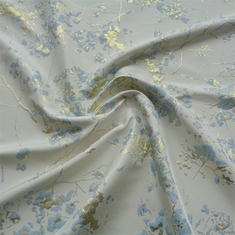 Gold Thread Floral Jacquard Fabric: 55" Wide Designer Upholstery