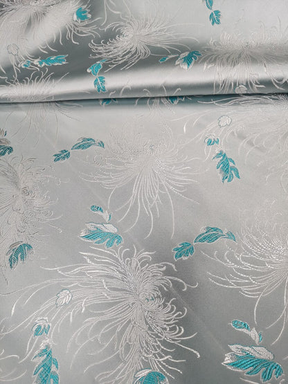 Chrysanthemum Brocade Fabric: 45" Wide Satin Jacquard Damask - Costume & Decor