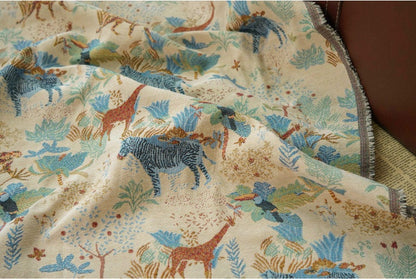 Jacquard Fabric: Zebra Giraffe Zoo Print, Upholstery Sewing Material (59"W)