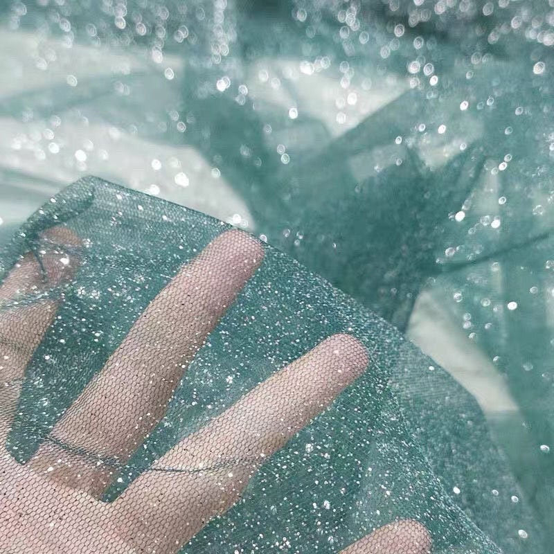 Glitter Voile Fabric: Silver-Sprayed Mesh, Romantic Wedding Veil, 59"W