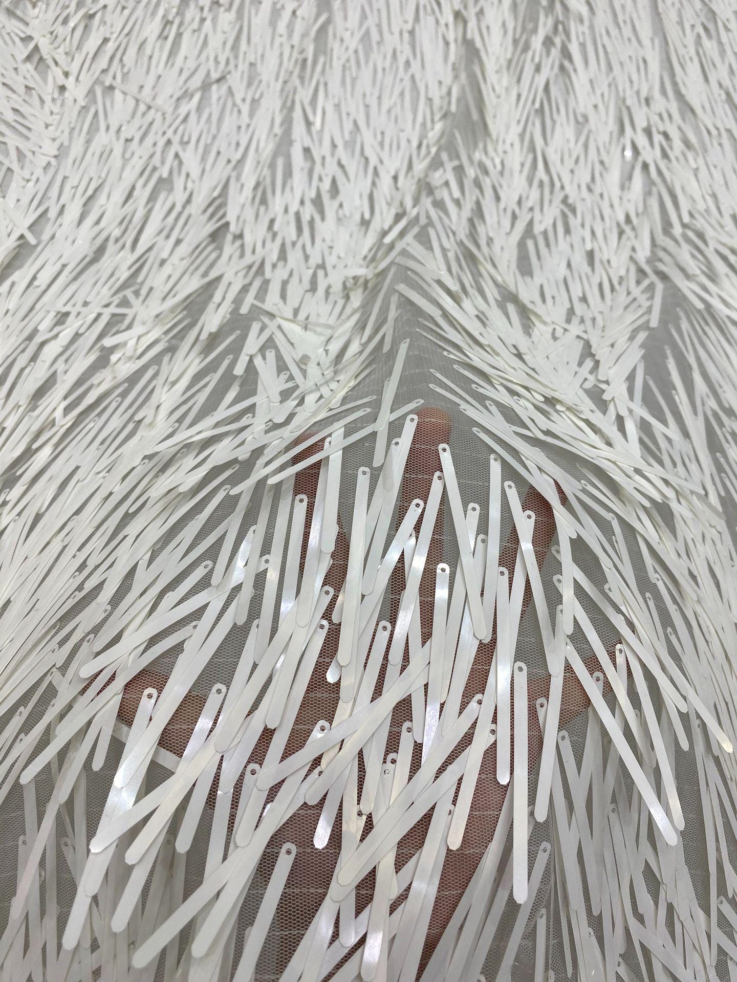 Tissu à broder à paillettes : bandes fluides de 4 mm x 60 mm, pour la confection de robes à faire soi-même