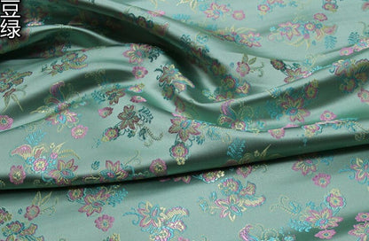 Tissu brocart à motifs floraux : mélange de soie et de rayonne, largeur 75 cm