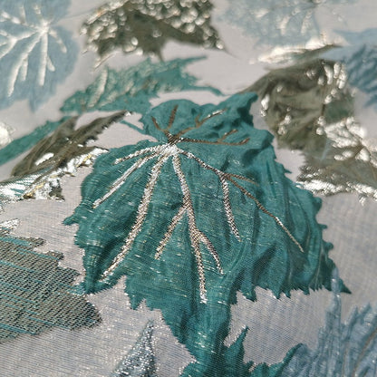 Gold Embossed Maple Leaf Jacquard Fabric: 55" Wide, Prom Dress, Upholstery