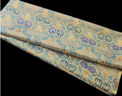 Silk Brocade Fabric: Chinese Wedding Cheongsam Qipao, Gold Embroidery (58"W)