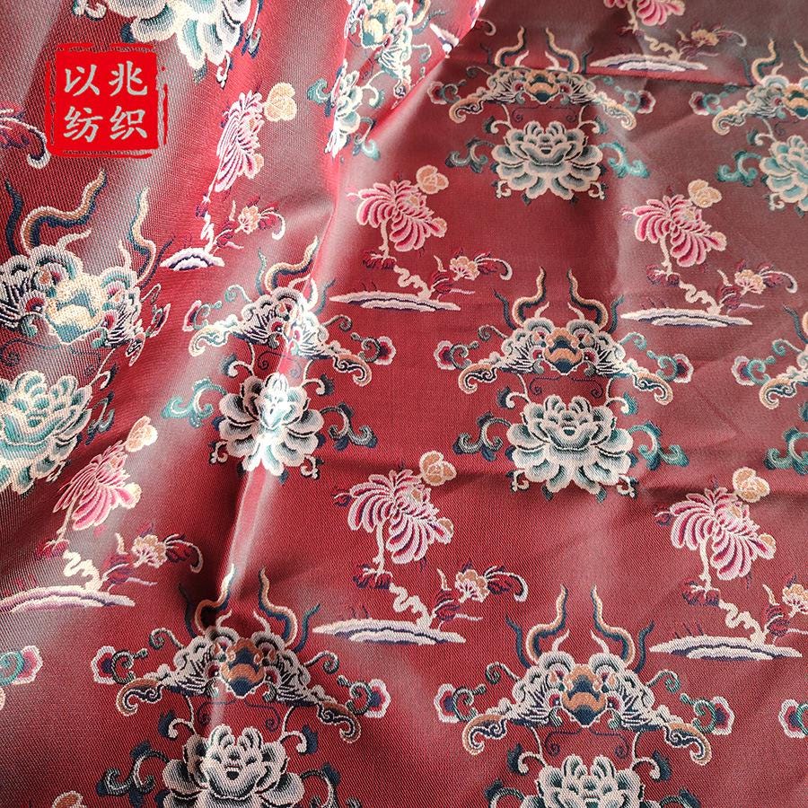 Lotus & Cloud Jacquard Fabric ��� Shu Brocade Style, Hanfu Qipao Ma