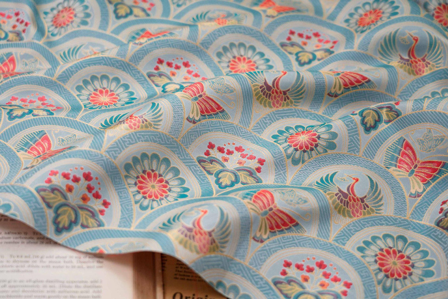 Butterfly Phoenix Jacquard Fabric: Embossed Woven Textile, 64"W