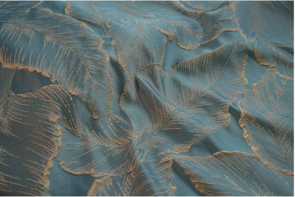 Gold Thread Leaf Jacquard Fabric: 3D Texture Upholstery, 57" Wide
