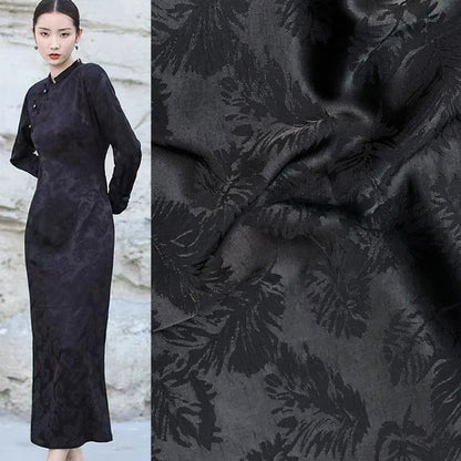 Leaf Pattern Jacquard Satin Damask Fabric - 59" Wide Rayon Upholstery